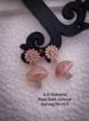 AD Diamond Rose Gold And Silver Designer Jummar Earrings Wholesale Online
